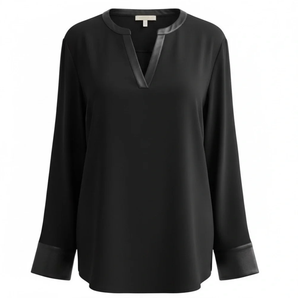 Michael Kors Top with Leather Trim & Gold Accents Women’s Size Medium - Picture 1 of 4